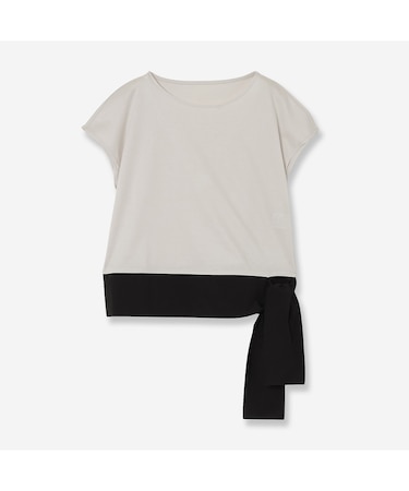 【汗染み防止・撥水加工・接触冷感】リボンヘムコンビカットソー