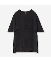 【セットアップ対応・洗える】サテンピーチケープブラウス