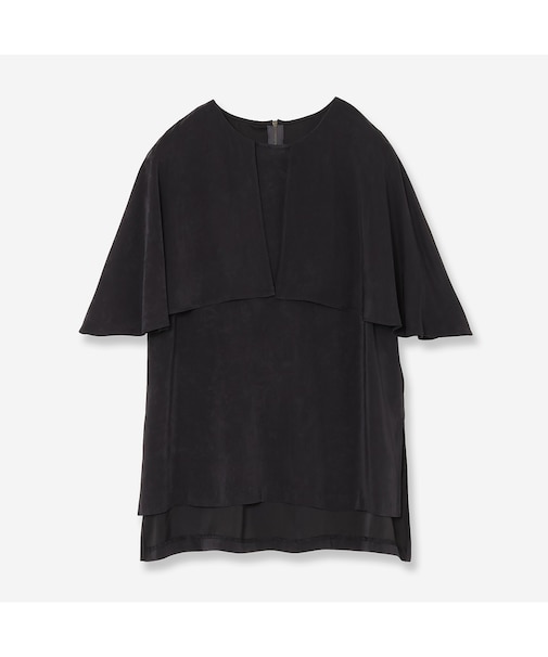 【セットアップ対応・洗える】サテンピーチケープブラウス