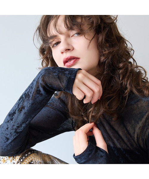 洗える】メッシュベロアタートルカットソー｜リズムの通販