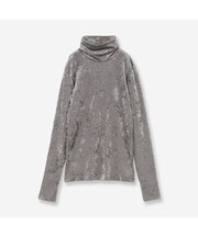 【洗える】メッシュベロアタートルカットソー