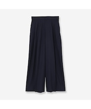 【洗えるウール】ツイルストレッチタックワイドパンツ