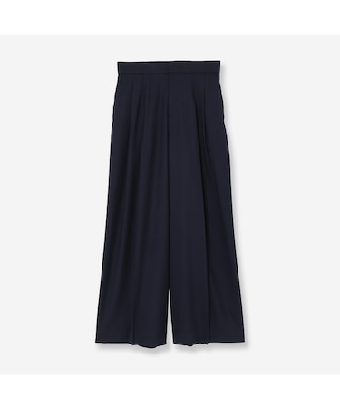 【洗えるウール】ツイルストレッチタックワイドパンツ