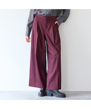 【洗えるウール】ツイルストレッチタックワイドパンツ