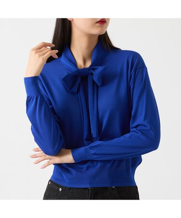 【洗える】ボウタイニットプルオーバー