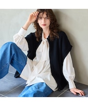 【カシミヤ30％】ジップニットベスト