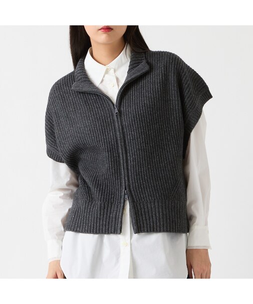 【カシミヤ30％】ジップニットベスト
