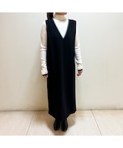 【洗える】Vネックジャンパースカート