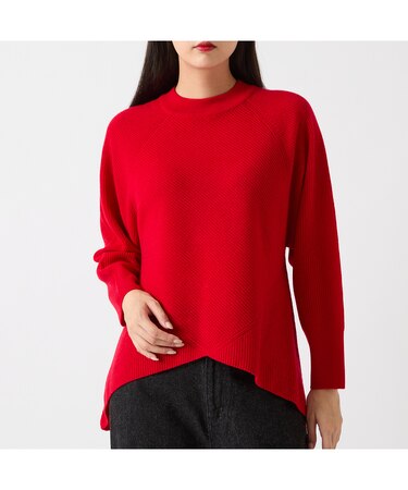 【カシミヤ30％】編地変化ニットプルオーバー