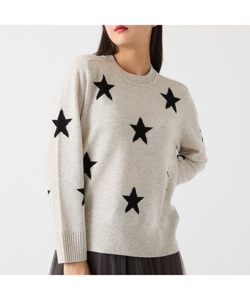 【カシミヤ100％】スターインターシャニット