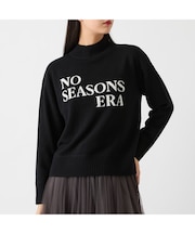 【カシミヤ100%】メッセージロゴインターシャニット