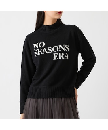 【カシミヤ100％】メッセージロゴインターシャニット