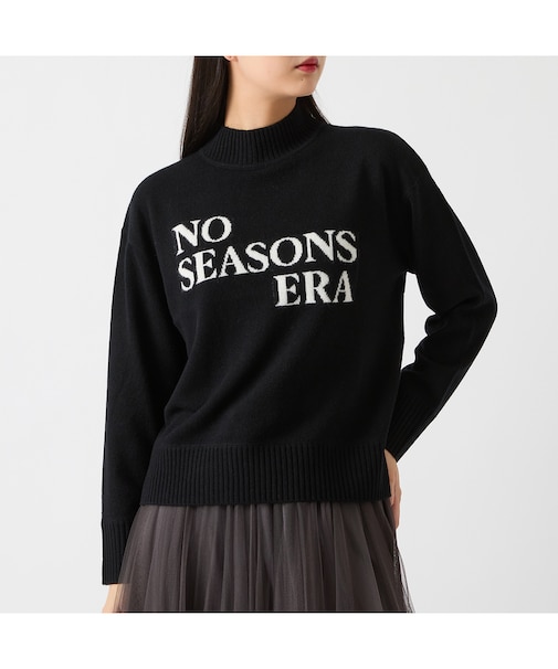 【カシミヤ100％】メッセージロゴインターシャニット