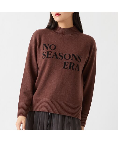 【カシミヤ100％】メッセージロゴインターシャニット