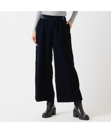 【ウエストゴム】ベルベットワイドパンツ