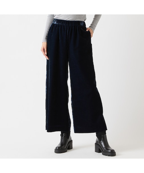 【ウエストゴム】ベルベットワイドパンツ