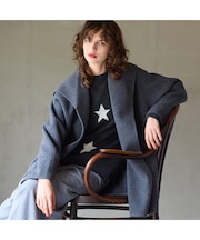 【カシミヤブレンド】リバードレープミドルコート