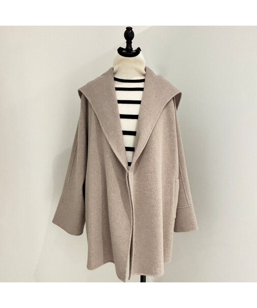 【カシミヤブレンド】リバードレープミドルコート