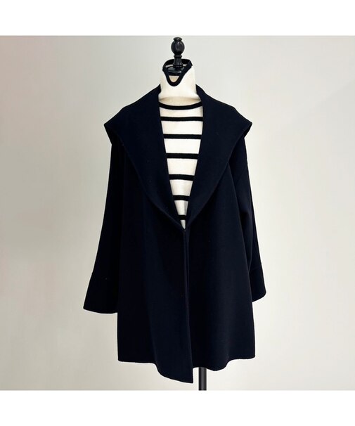 【カシミヤブレンド】リバードレープミドルコート