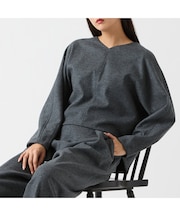 【セットアップ対応】圧縮ウールスムースタックブラウス