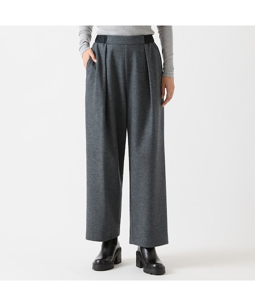 【セットアップ対応・S/M/Lサイズあり】圧縮ウールスムースタックワイドパンツ