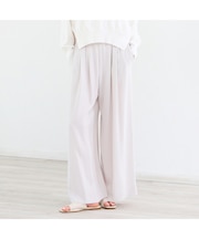 【透け防止裏地付き・洗える・S/M/Lサイズ】バックサテンワイドパンツ