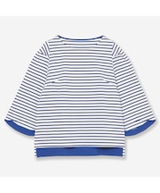 【洗える】タック袖コットンボーダーカットソー