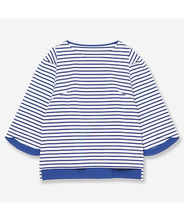 【洗える】タック袖コットンボーダーカットソー