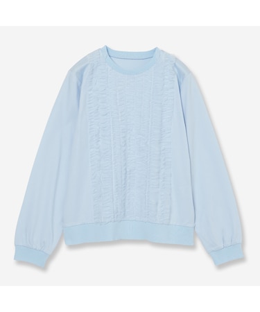 【洗える】チュールフリルシルケットプルオーバー