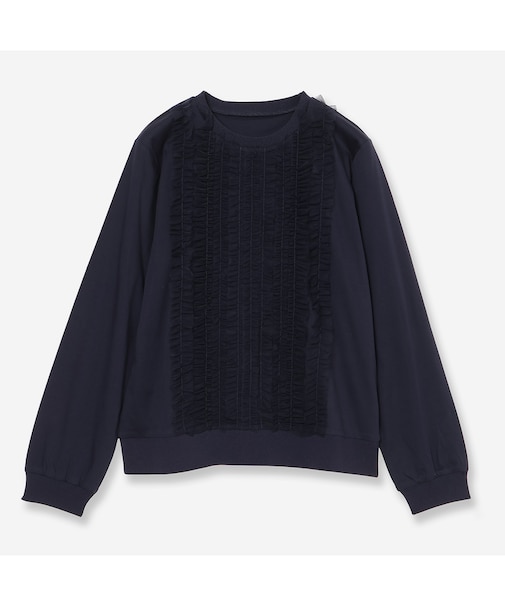 【洗える】チュールフリルシルケットプルオーバー