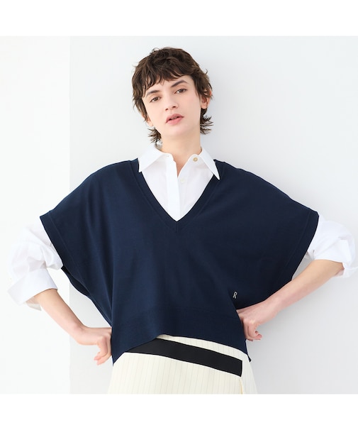 【吸湿】ドロップショルダーニットベスト