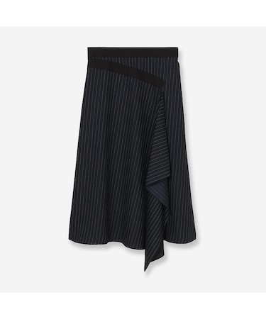 【洗える・S/M/Lサイズ】イレギュラーヘムピンストライプスカート