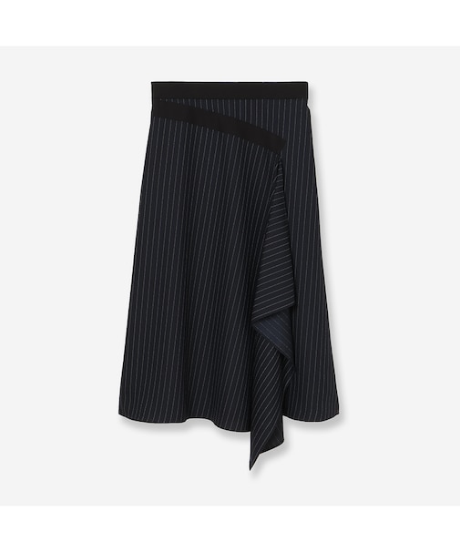【洗える・S/M/Lサイズ】イレギュラーヘムピンストライプスカート