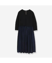 【洗える】ニット×タフタコンビワンピース