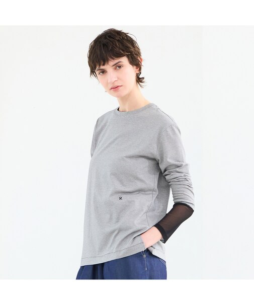 【接触冷感・洗える】ロングスリーブボーダーTシャツ