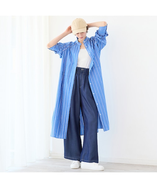 【セットアップ対応・洗える・S/M/Lサイズ】シャンブレーデニムトラウザー