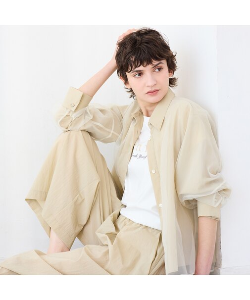 【セットアップ対応・接触冷感・S/M/Lサイズ】オーガンジーラップブラウス