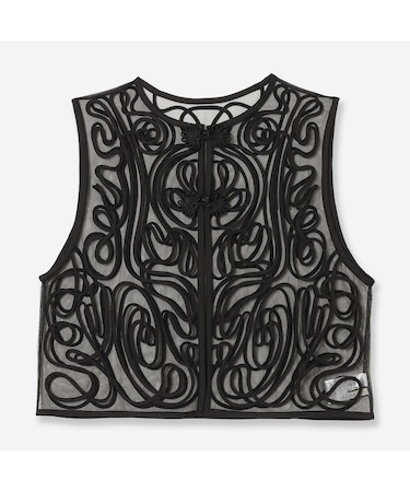 【洗える】ブレードレースチュールジレ