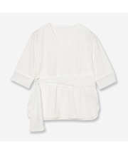 【洗える】サッシュベルト付きコンビカットソー