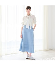 【洗える・S/M/Lサイズ】デニムライクフレアスカート