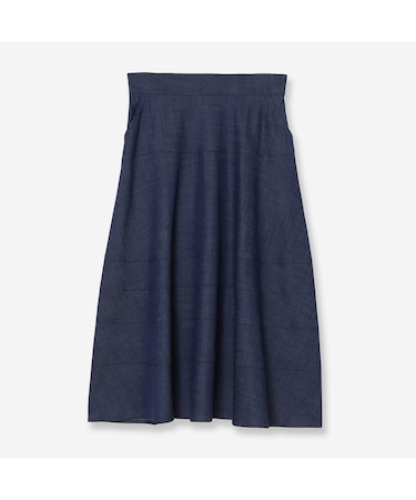 【洗える・S/M/Lサイズ】デニムライクフレアスカート