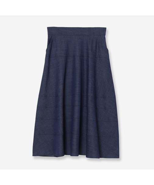 【洗える・S/M/Lサイズ】デニムライクフレアスカート