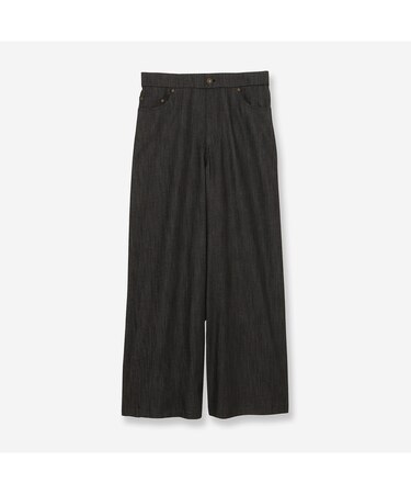 【洗える・S/M/Lサイズ】デニムライクベーシックワイドパンツ