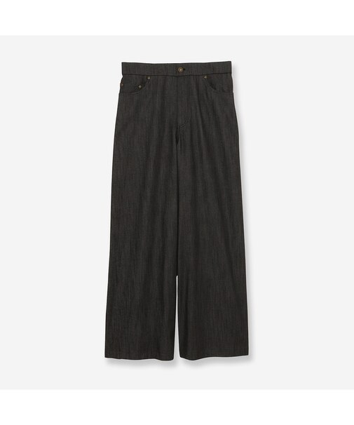 【洗える・S/M/Lサイズ】デニムライクベーシックワイドパンツ