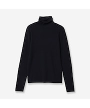 【洗える】ウールタートルネックリブニット