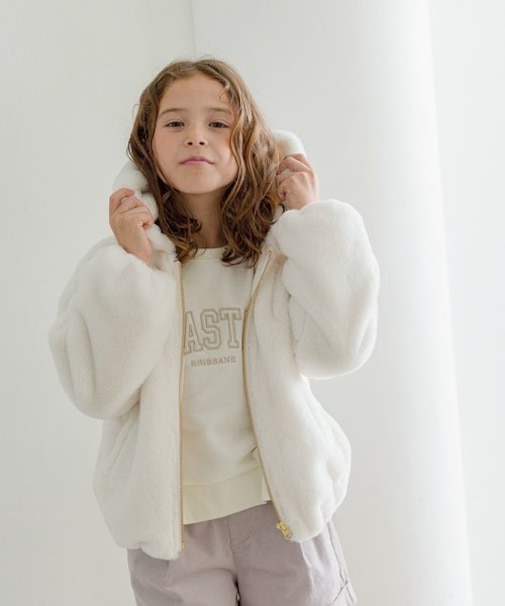 洗えるフワモコファーZIPパーカー/キッズ