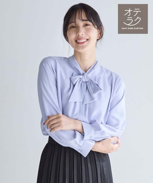 お手入れらくらく2WAYボウタイブラウス/970919ｽ