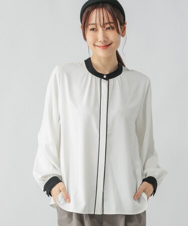 お手入れらくらくパイピングブラウス/133611