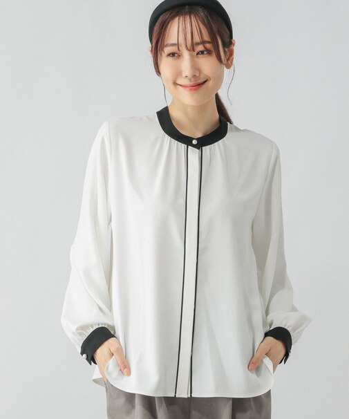 お手入れらくらくパイピングブラウス/133611