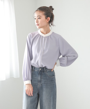 お手入れらくらくパイピングブラウス/133611